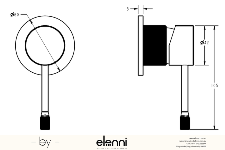 Linie Wall Mixer Trim Kit - Elenni specification drawing