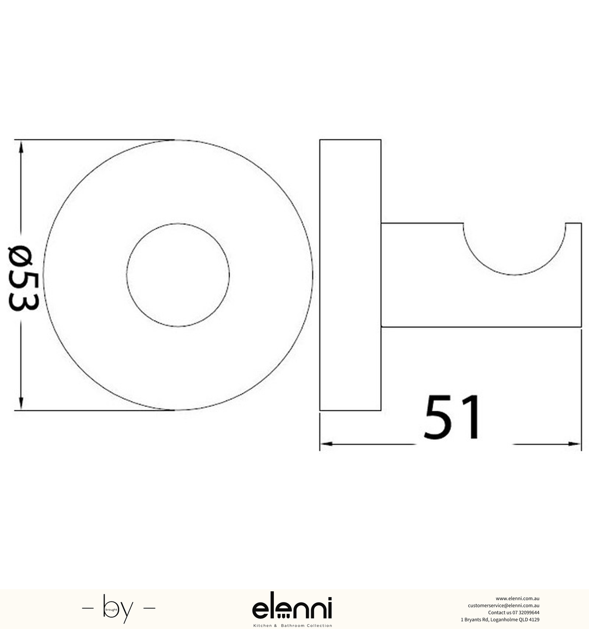 Otus Robe Hook - Elenni specification drawing