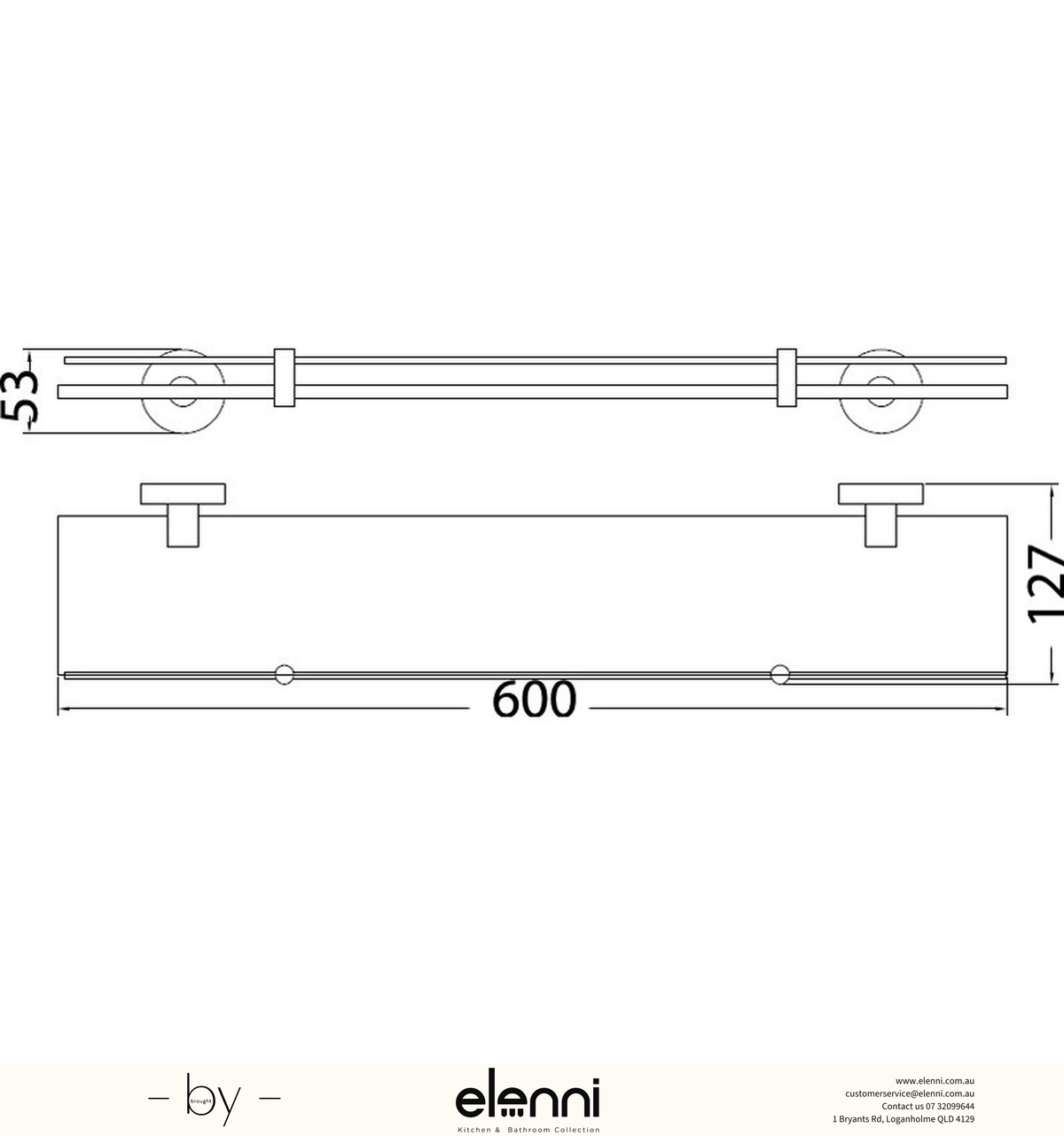 Otus Shelf Glass - Elenni specification drawing