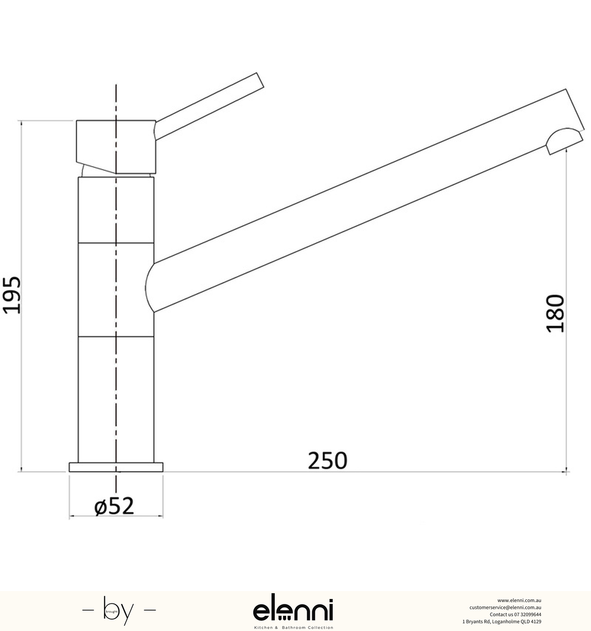 Otus Sink Mixer Swivel - Elenni specification drawing