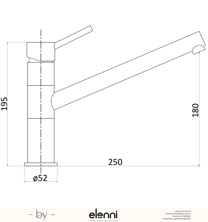 Otus Sink Mixer Swivel - Elenni specification drawing