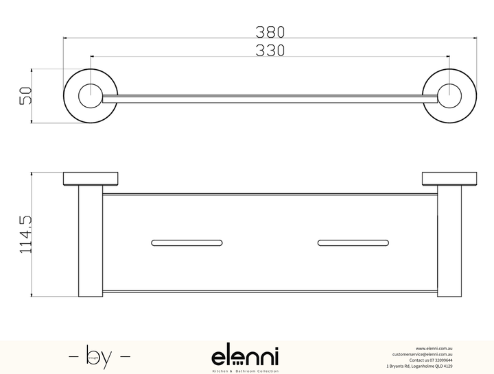 Otus Slimline Shelf Metal - Elenni specification drawing