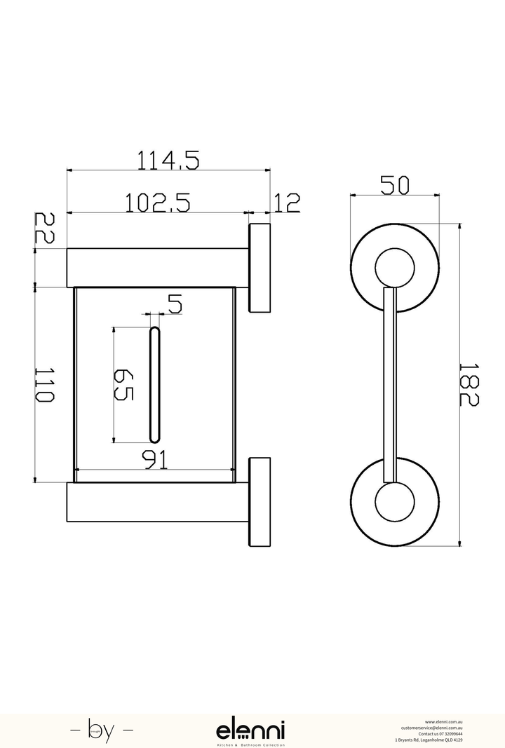 Otus Slimline Soap Dish Metal - Elenni specification drawing