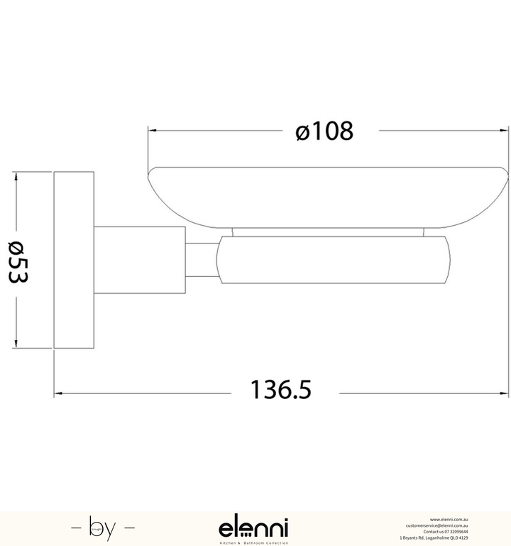 Otus Soap Dish Glass - Elenni specification drawing
