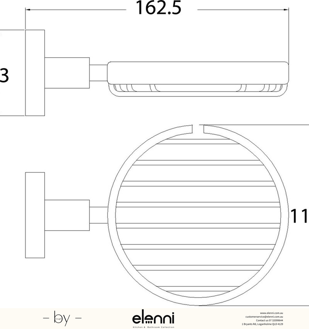 Otus Soap Dish Wire - Elenni specification drawing