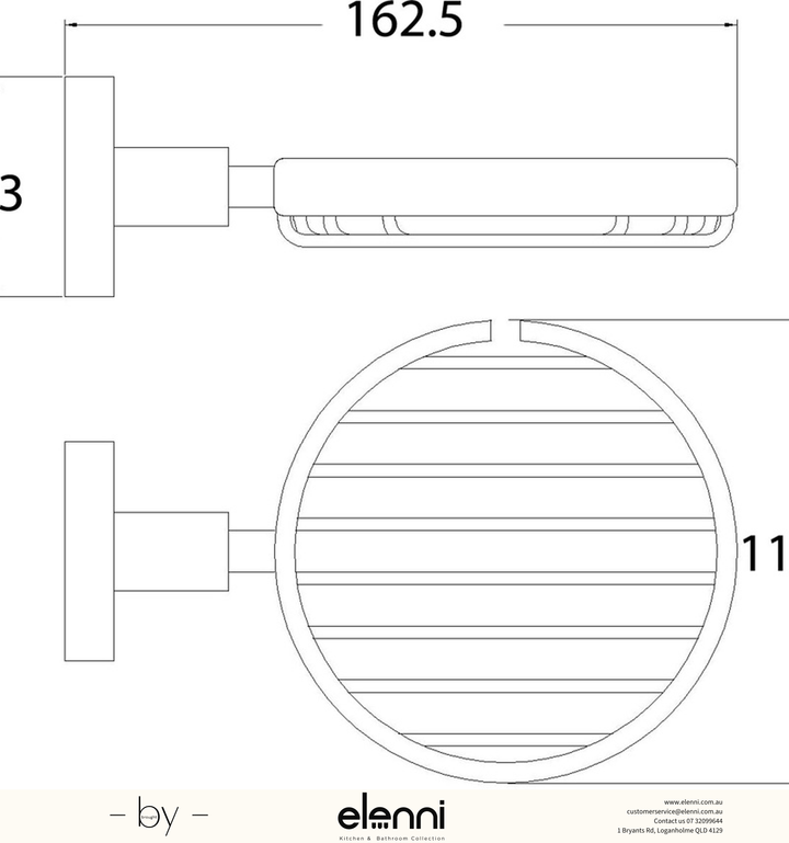 Otus Soap Dish Wire - Elenni specification drawing