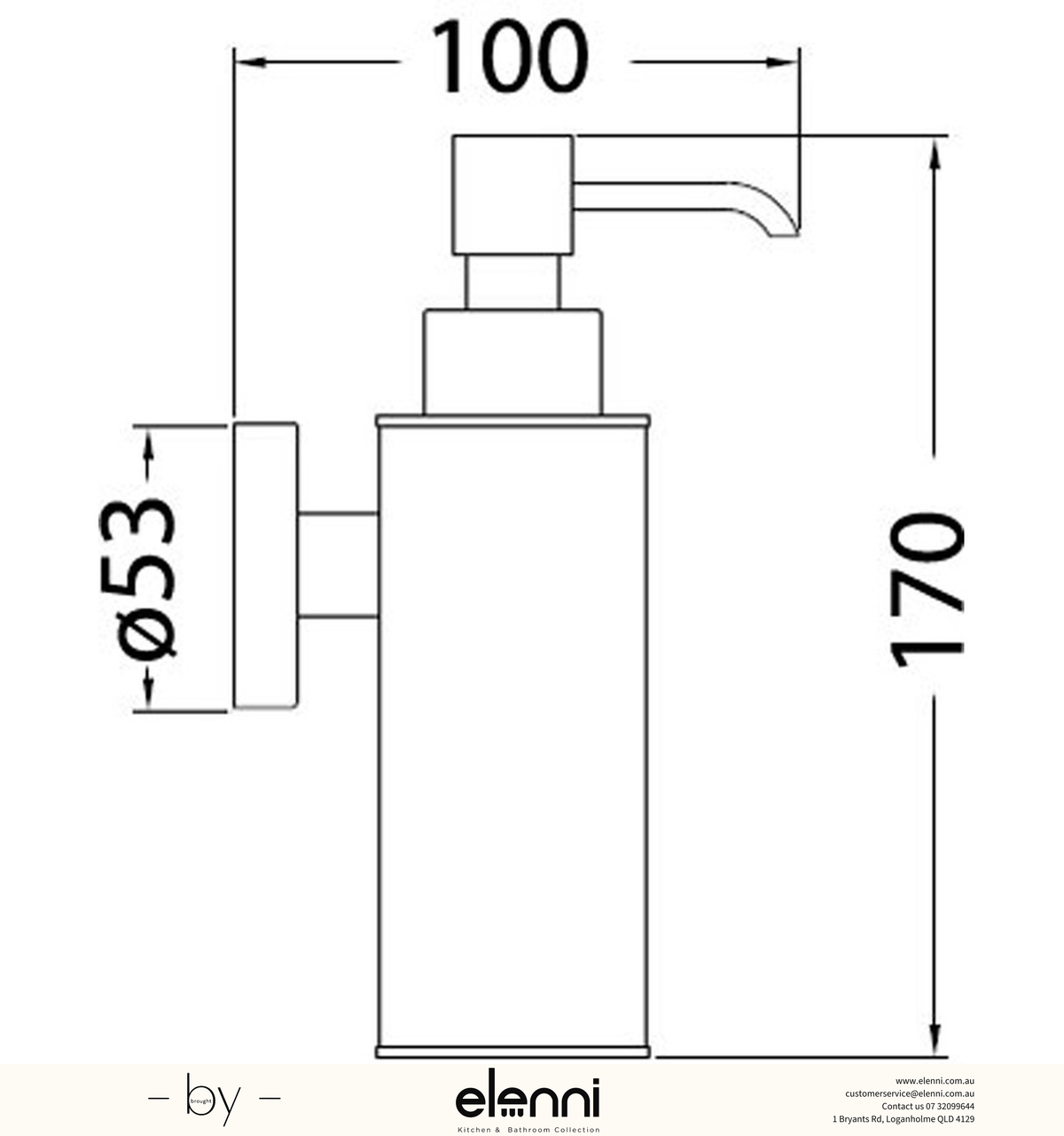 Otus Soap Dispenser - Elenni specification drawing