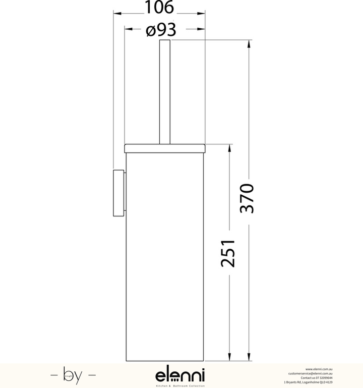 Otus Toilet Brush Set SS304 - Elenni specification drawing