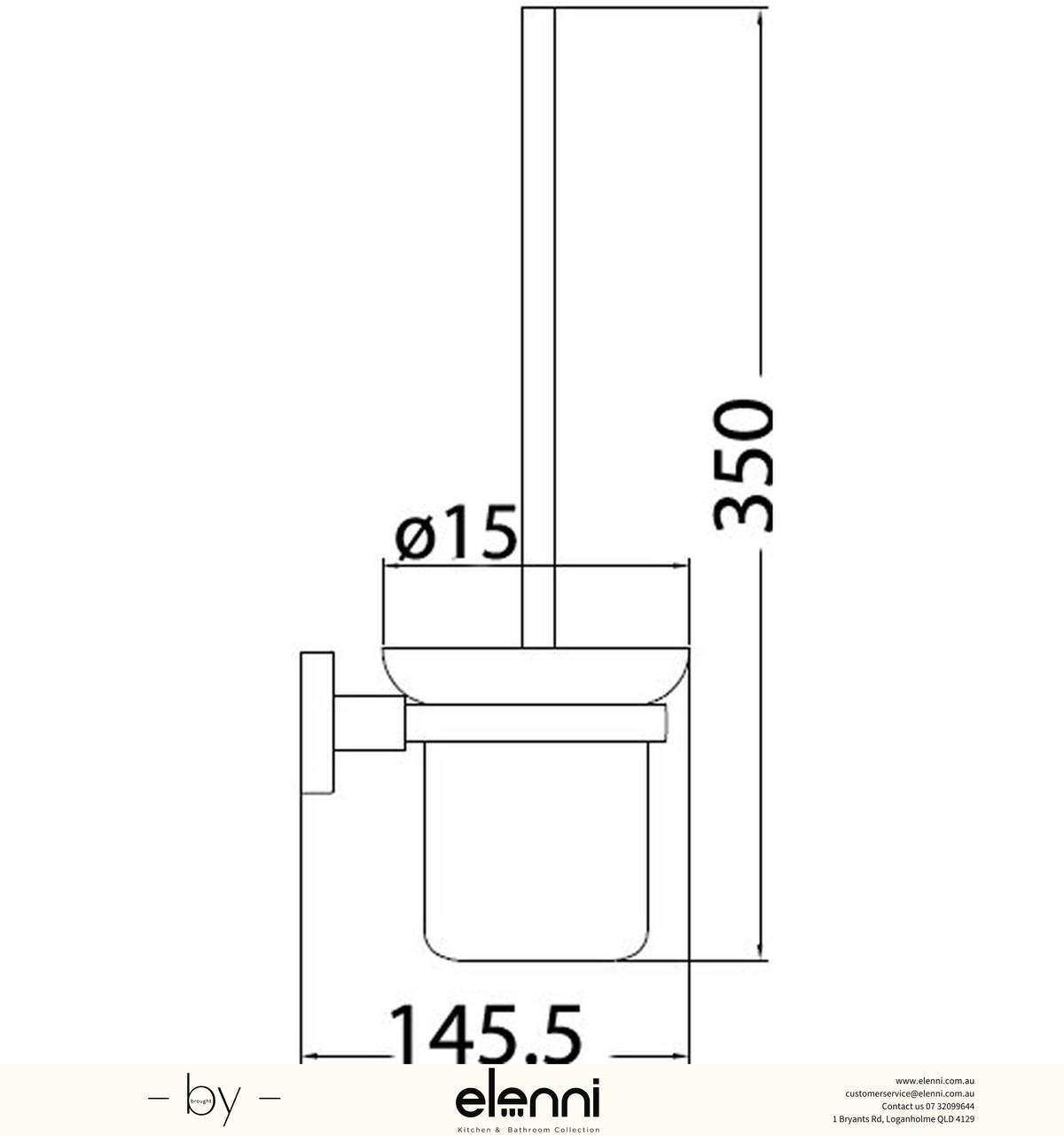 Otus Toilet Brush Set - Elenni specification drawing