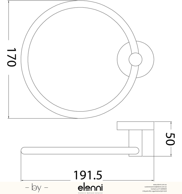 Otus Towel Ring - Elenni specification drawing