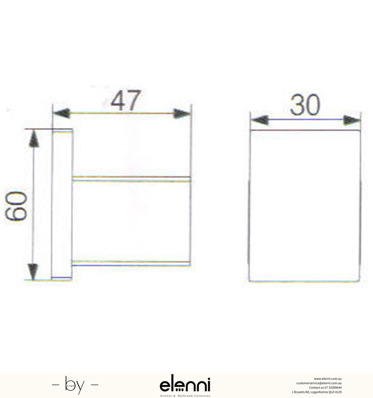 Rosa Robe Hook - Elenni specification drawing
