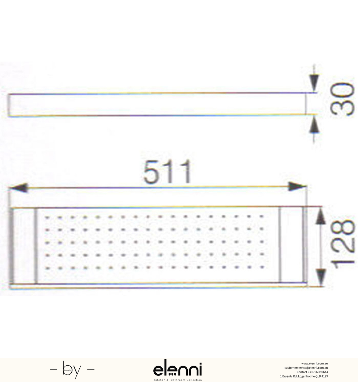Rosa Shelf Glass - Elenni specification drawing