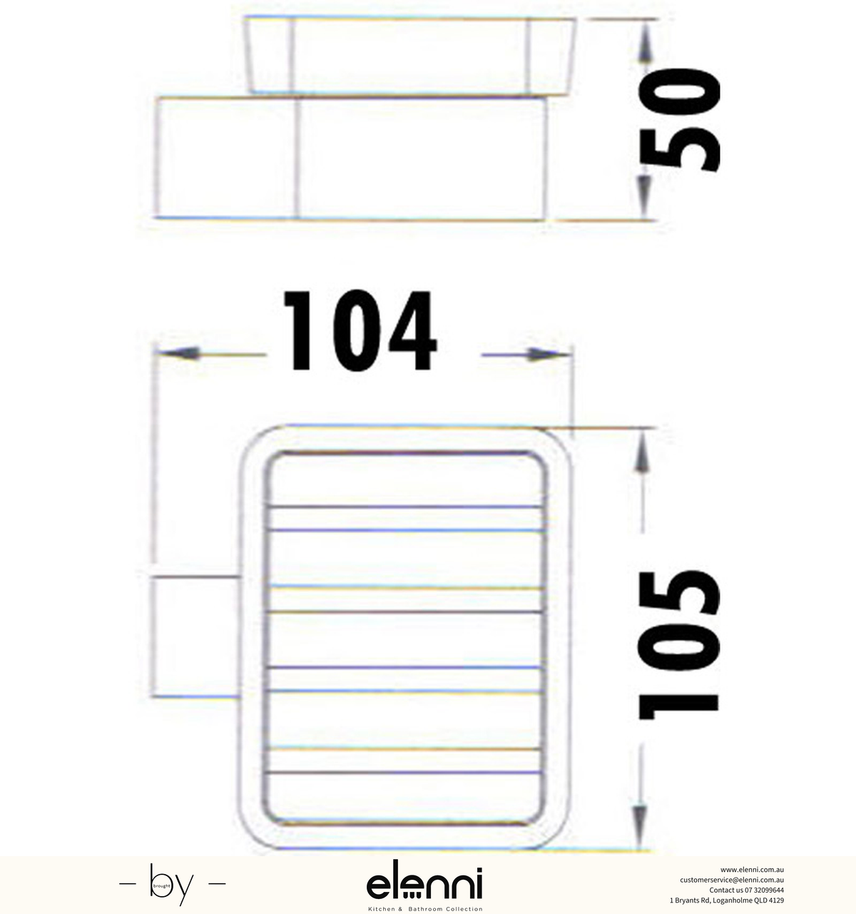 Rosa Soap Dish Glass - Elenni specification drawing