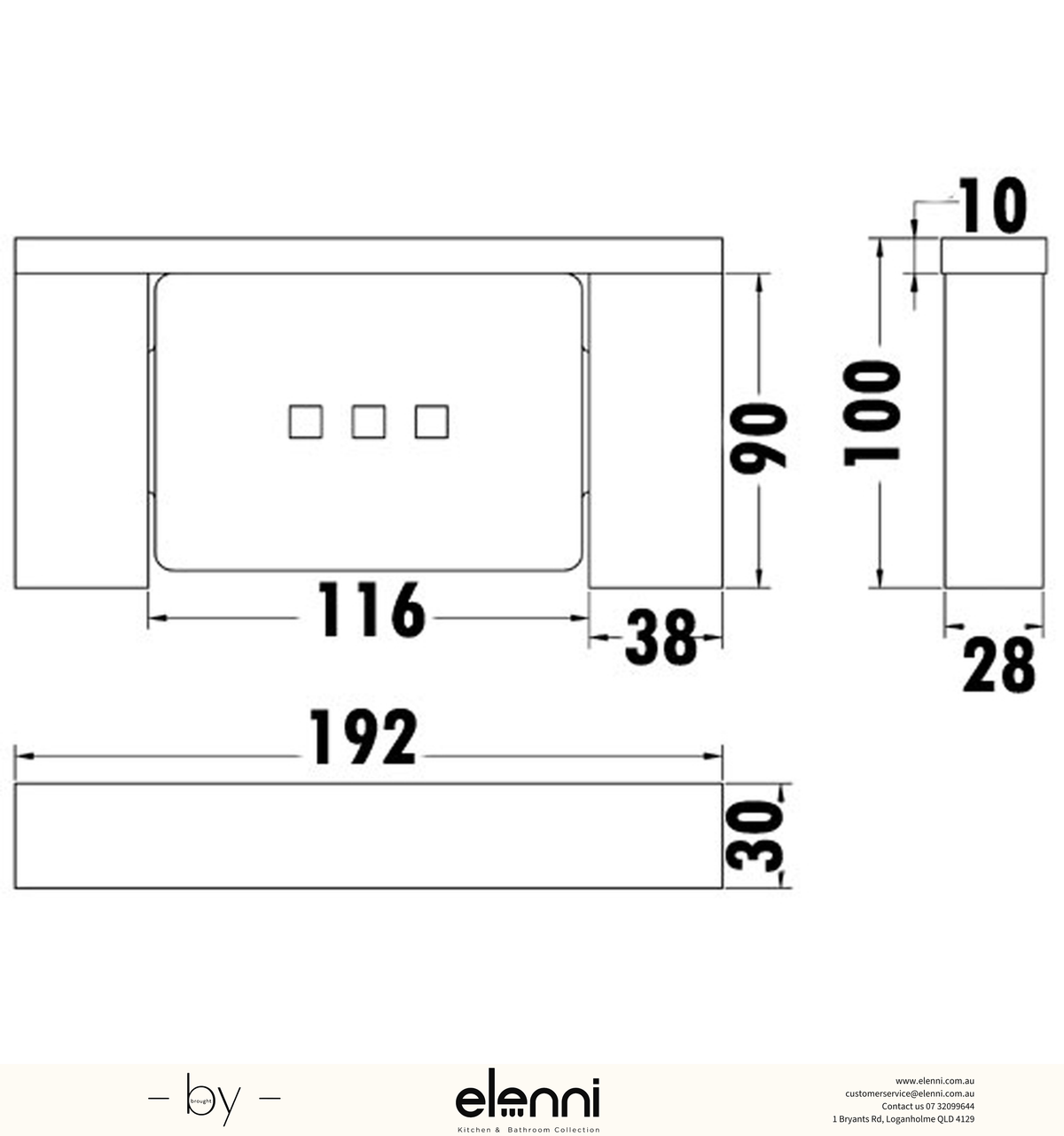 Rosa Soap Dish Metal - Elenni specification drawing