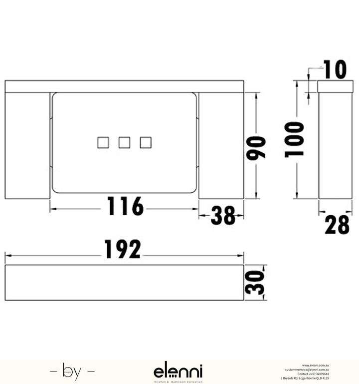 Rosa Soap Dish Metal - Elenni specification drawing