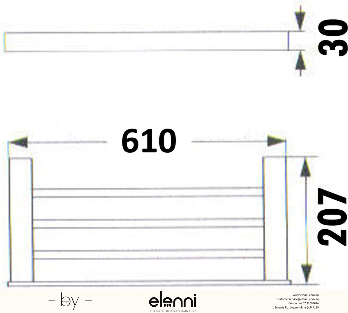 Rosa Towel Rack - Elenni specification drawing