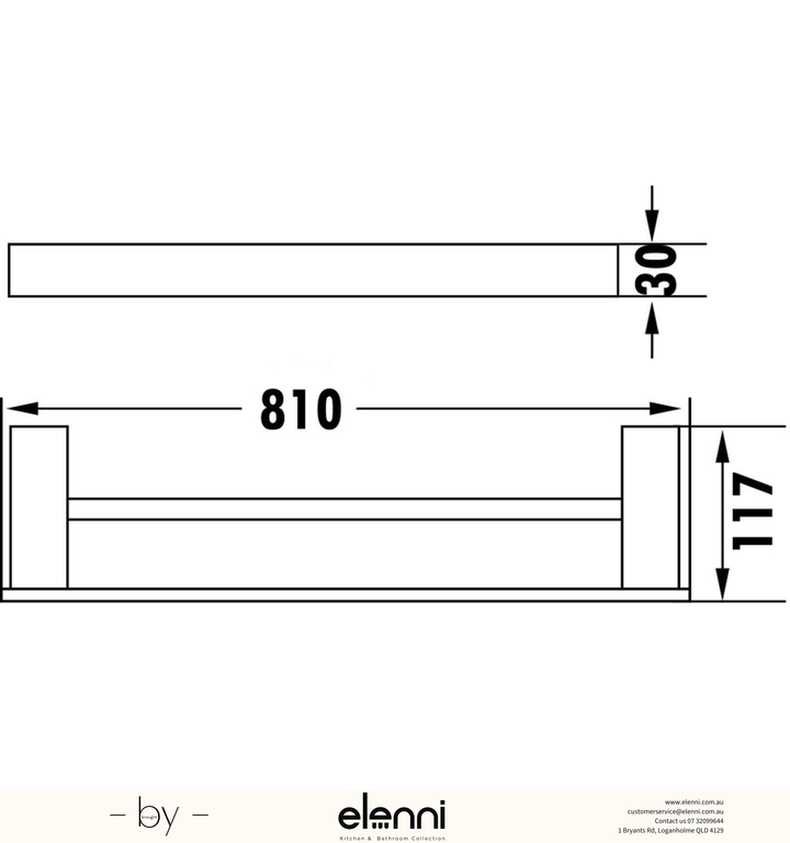 Rosa Towel Rail Double 810mm - Elenni specification drawing