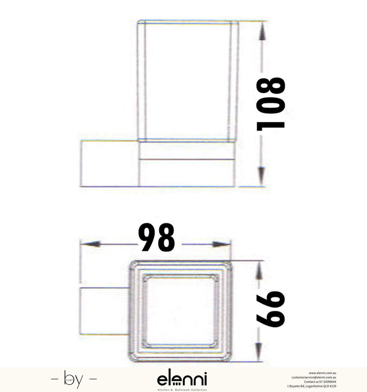 Rosa Tumbler Holder Single - Elenni specification drawing
