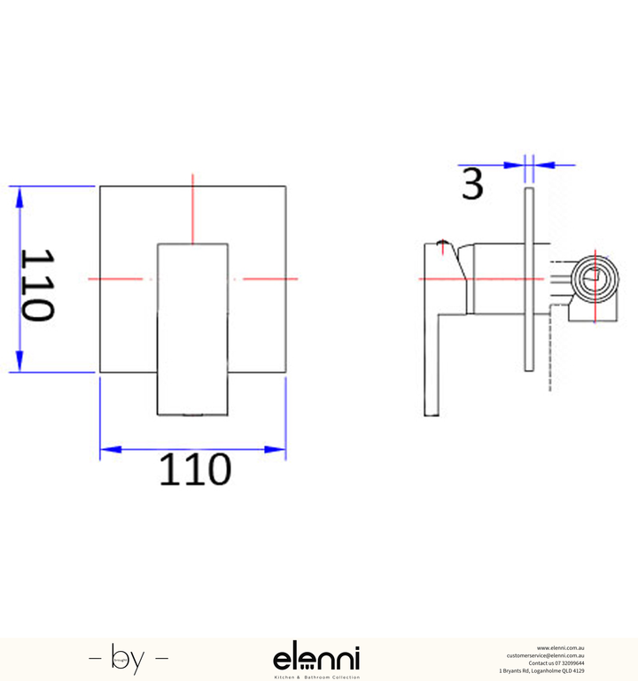 Rosa Wall Mixer - Elenni specification drawing