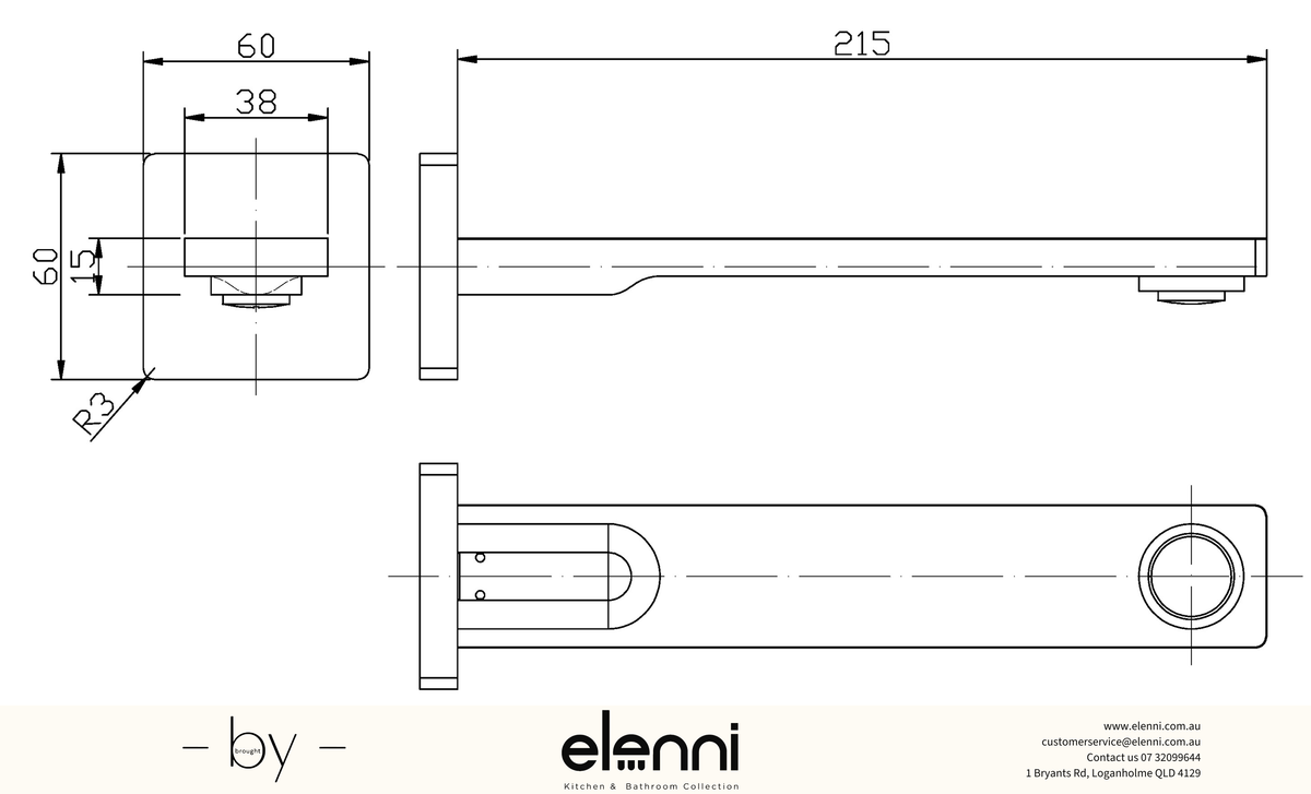 Ruki Spout - Elenni specification drawing