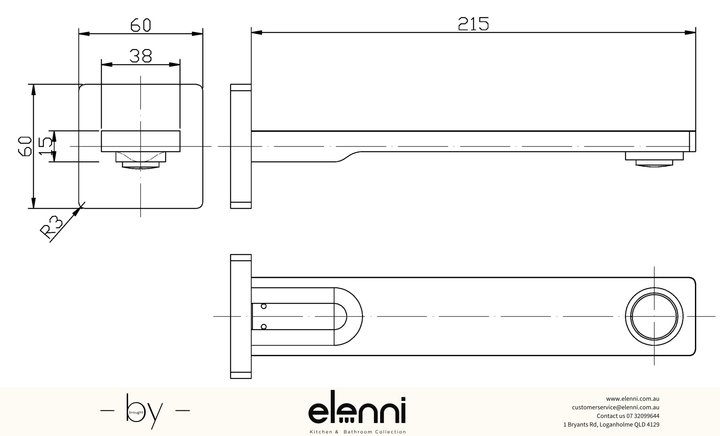 Ruki Spout - Elenni specification drawing