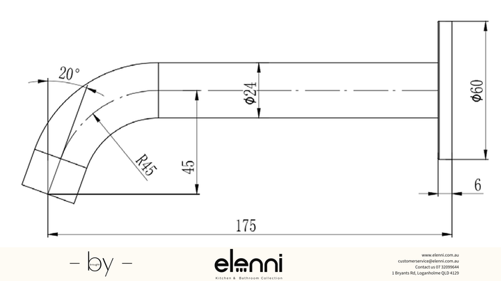 Soko Spout Curved - Elenni specification drawing
