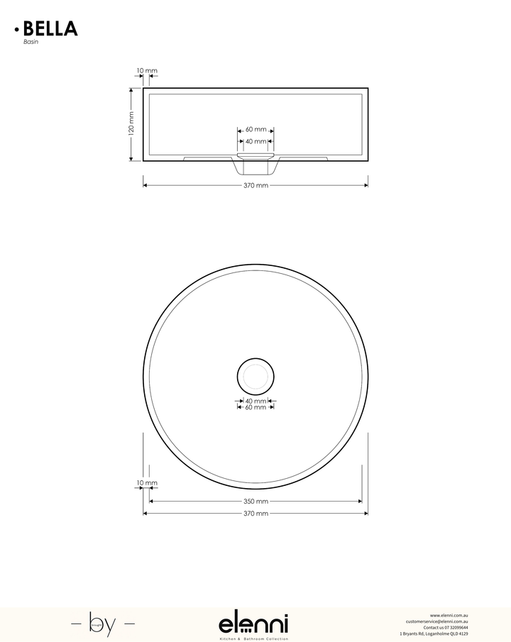 Bella Basin - Elenni specification drawing