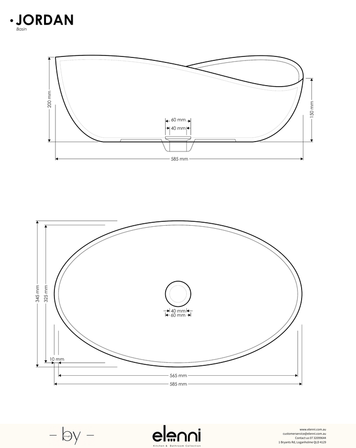 Jordan Basin - Elenni specification drawing