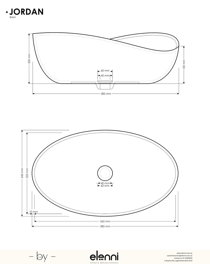 Jordan Basin - Elenni specification drawing