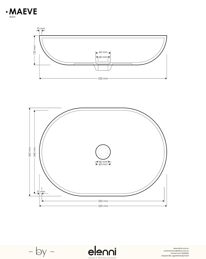 Maeve Basin - Elenni specification drawing