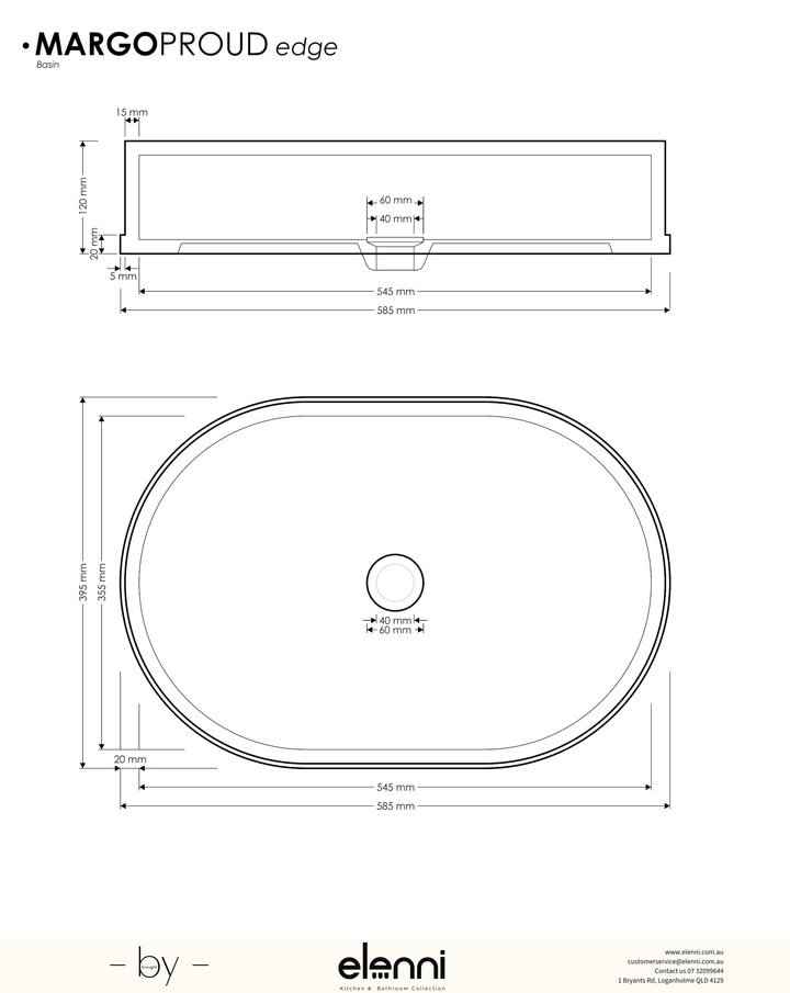 Margo Basin - Proud Edge - Elenni specification drawing