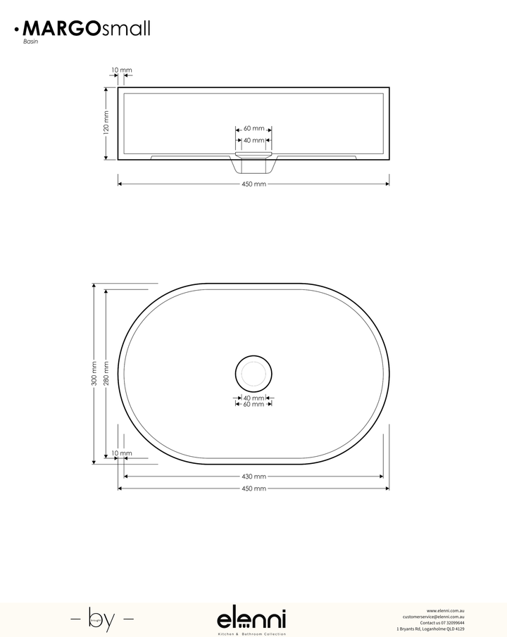 Margo Basin - Seamless Edge small - Elenni specification drawing
