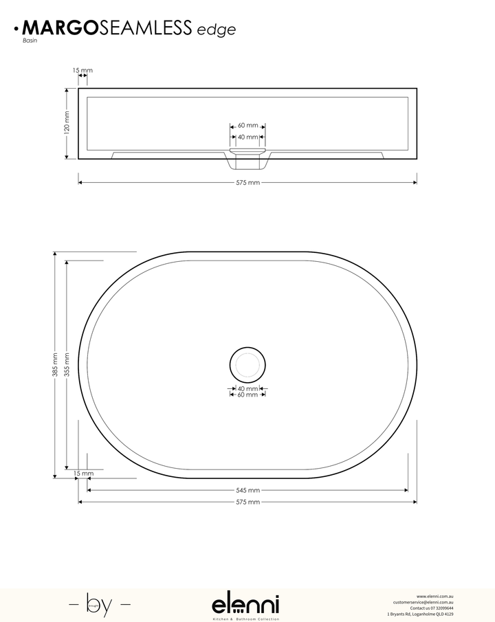 Margo Basin - Seamless Edge - Elenni specification drawing