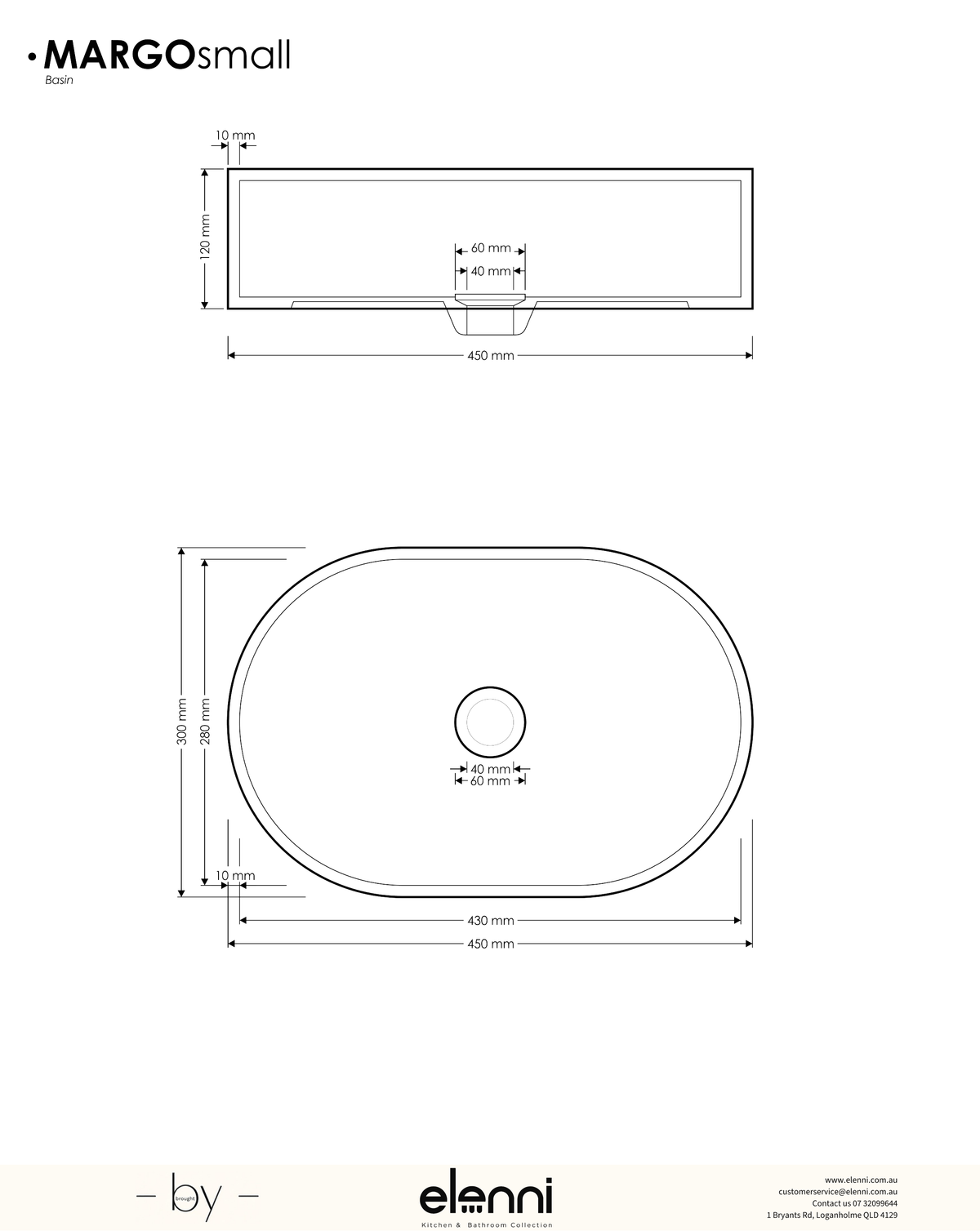 Margo Basin - Seamless Edge small - Elenni specification drawing