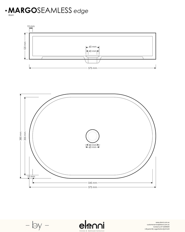Margo Basin - Seamless Edge - Elenni specification drawing