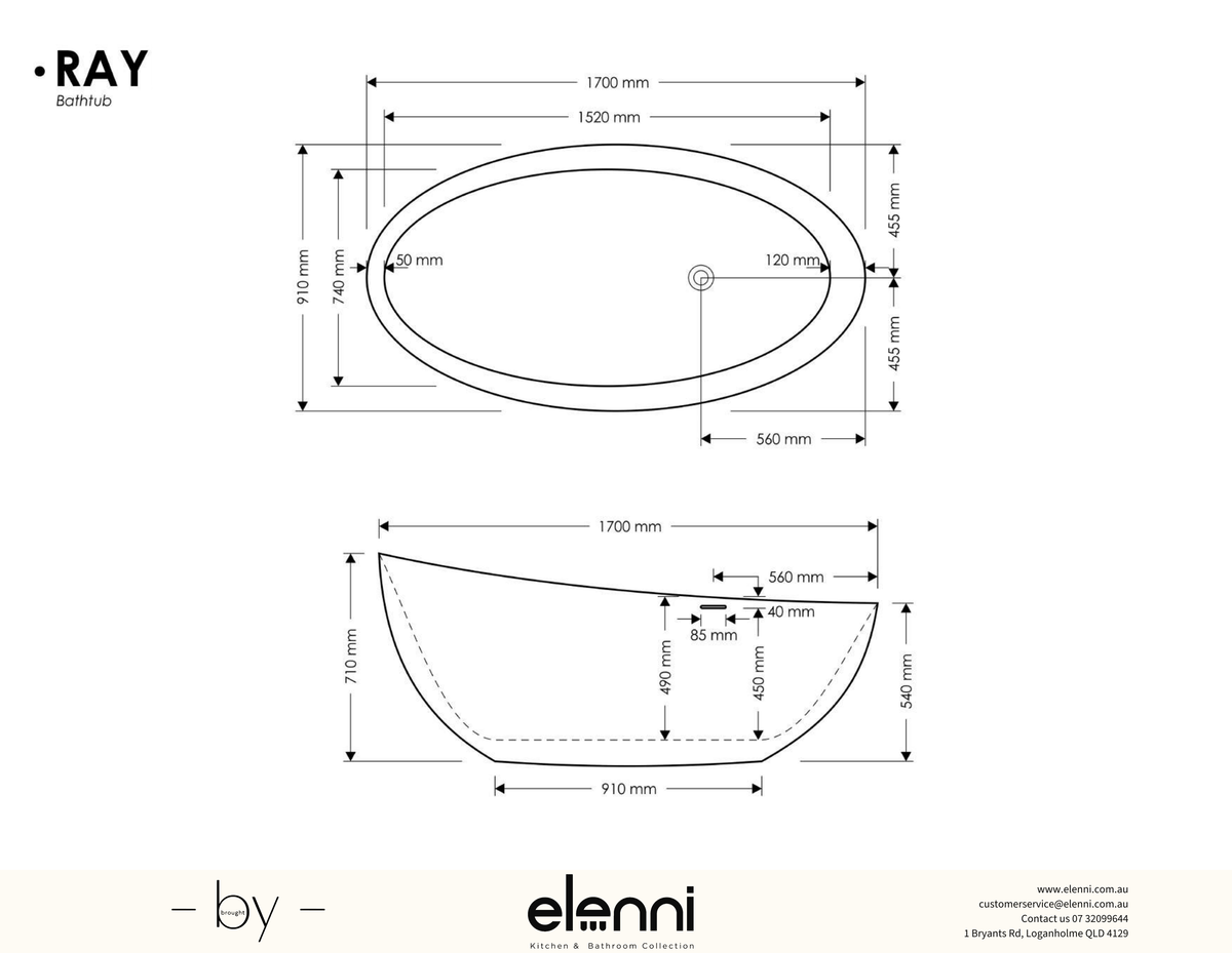 Ray Bath - Elenni specification drawing