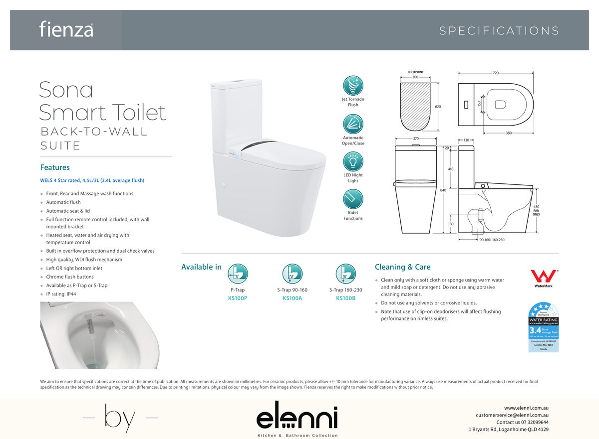 Meet the Toilet that Thinks for You - Elenni specification drawing