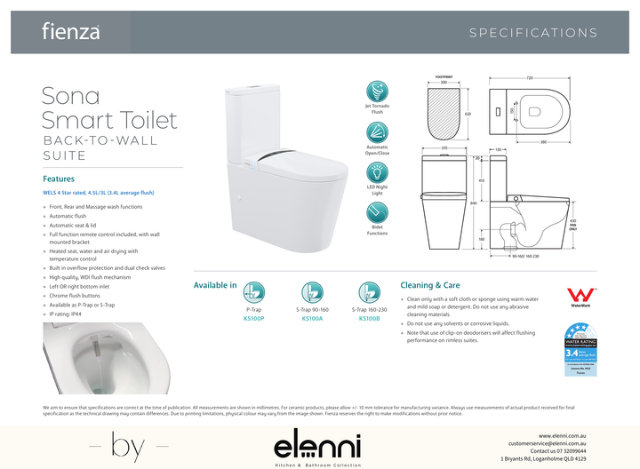 Meet the Toilet that Thinks for You - Elenni specification drawing