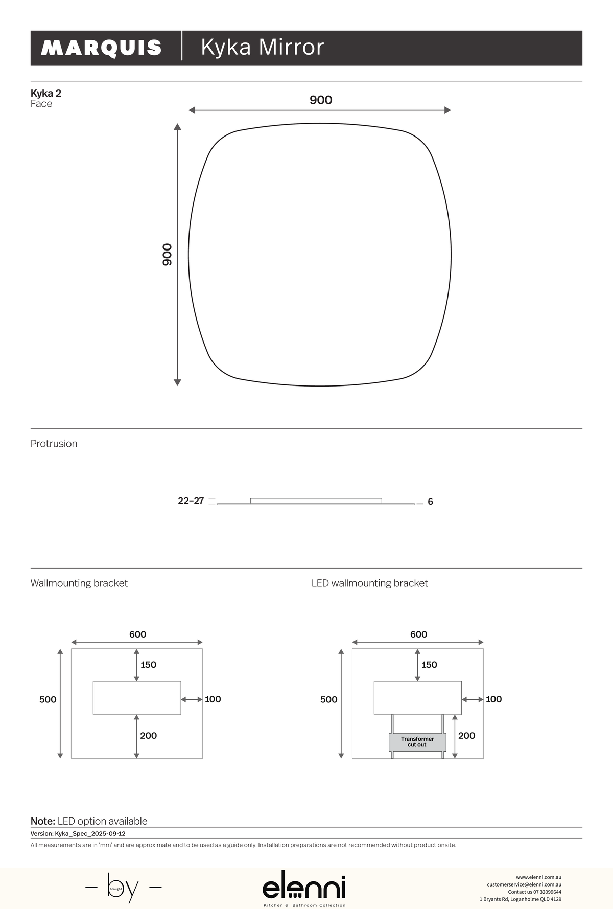 Marquis Kyka Mirror - Elenni specification drawing 2