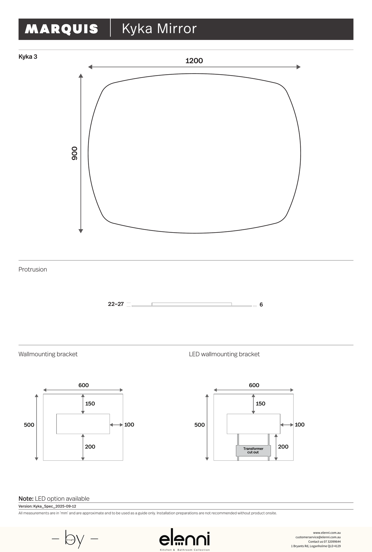 Marquis Kyka Mirror - Elenni specification drawing 3