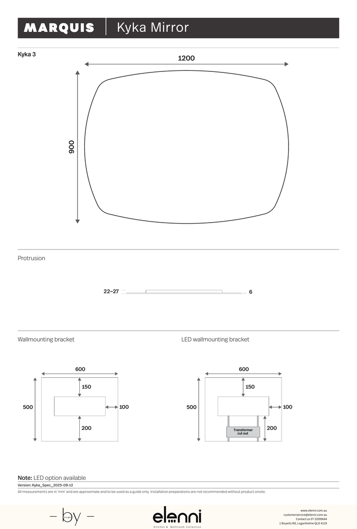 Marquis Kyka Mirror - Elenni specification drawing 3