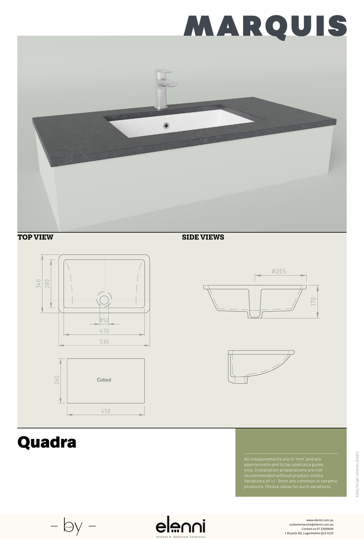 Marquis Quadra Basin - Elenni specification drawing