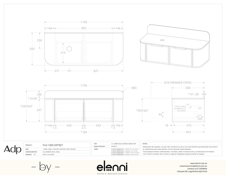 Flo 1200 Offset, Elenni specification drawing