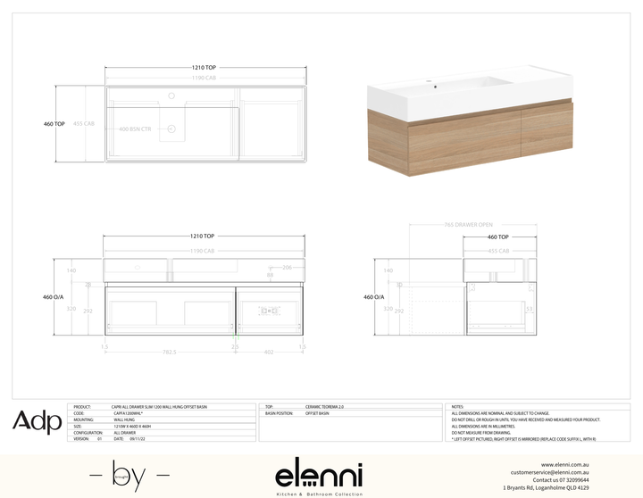 Capri 1200 Offset, Elenni specification drawing