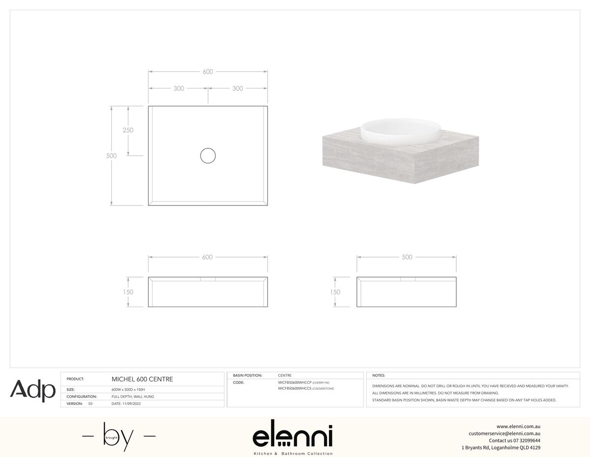 Michel 600 - Elenni specification drawing