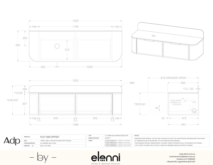 Flo 1500 Offset, Elenni specification drawing