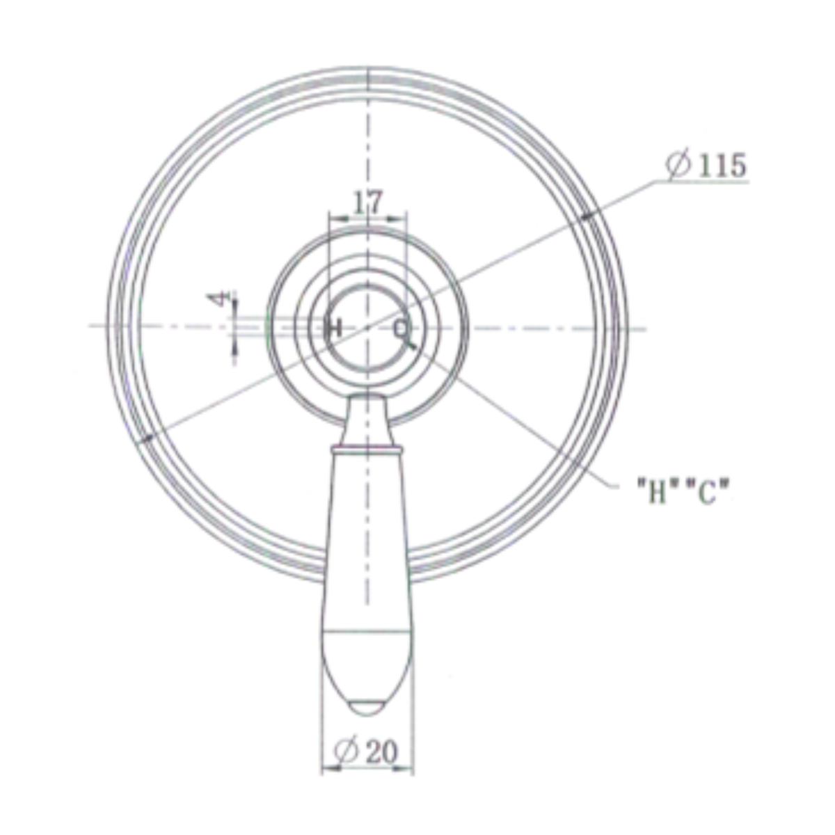 Bordeaux Shower Mixer TRIM KIT - Elenni specification drawing