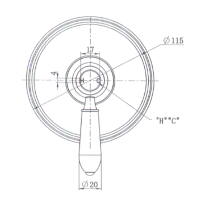 Bordeaux Shower Mixer TRIM KIT - Elenni specification drawing