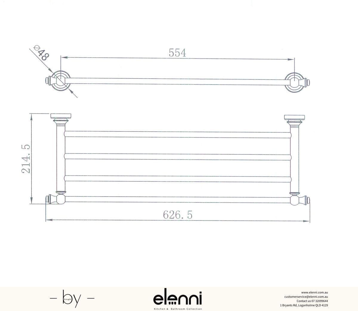 Medoc Bathroom Shelf - Elenni Kiri specification drawing