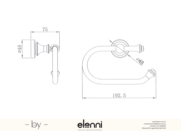 Medoc Toilet Paper Holder - Elenni Kiri specification drawing